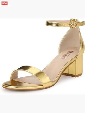 Women's Low Block Heel Ankle Strap Sandals Chunky Wedding Dress Pumps